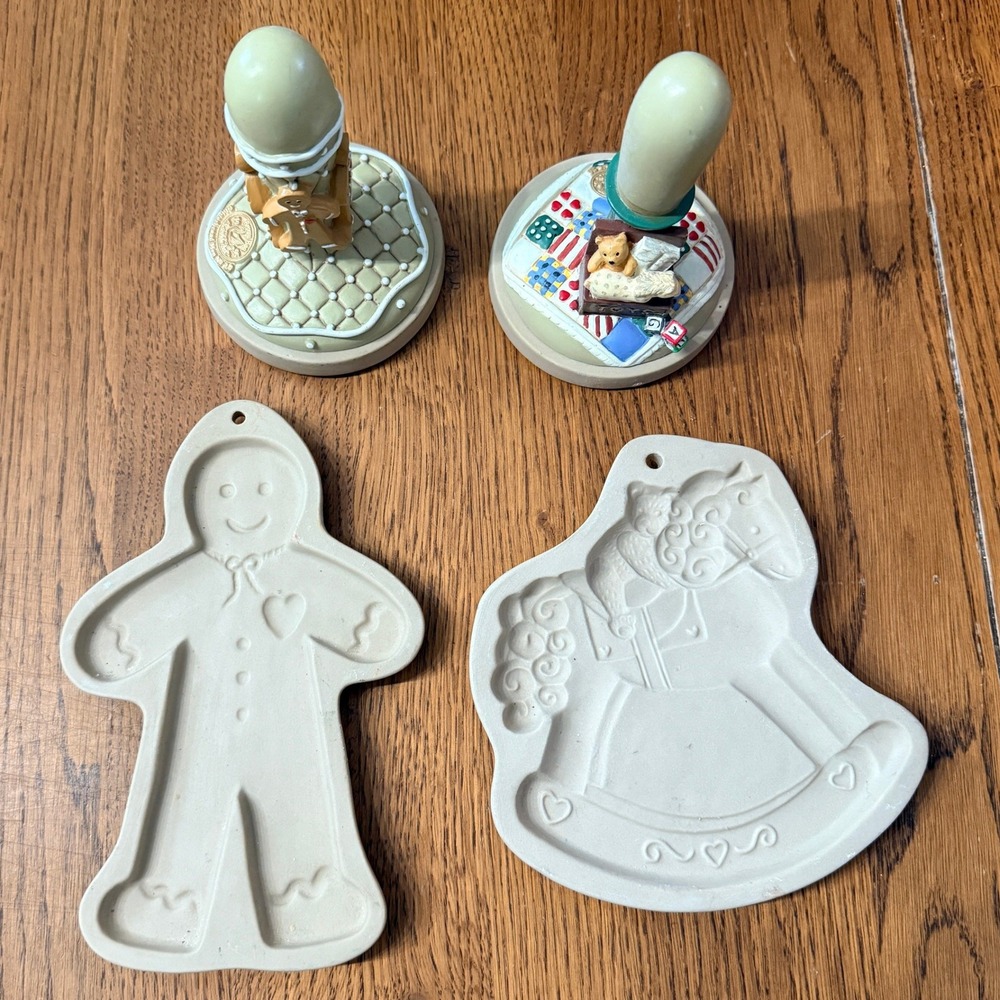 Brown Bag Unisex Cookie Art Stamps Molds Gingerbread Rocking Horse Tan Ceramic